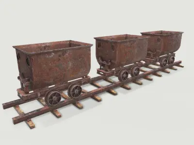 Mine Wagon 7 Low-poly 3D model
