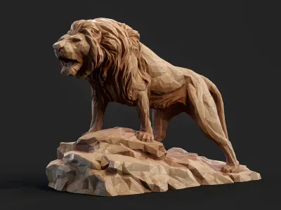 Paper Lions - 5 lowpoly PBR models Low-poly 3D model