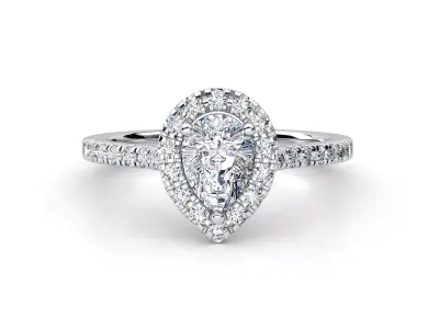 DR023 engagement ring pear halo 3D print model