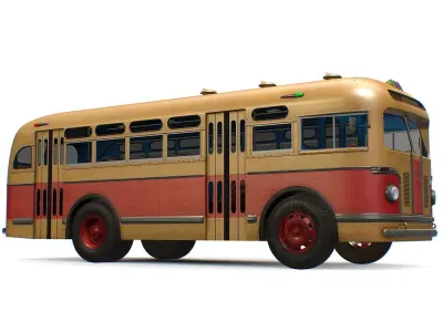 Retro USSR Soviet Vintage ZIS 155 154 City Bus Low-poly 3D model