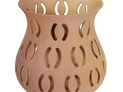 Wooden Flower Vase Low-poly 3D model