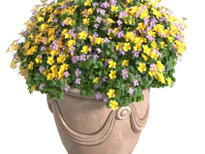 Classic Vase pot with yellow flowers for decoration 3D model