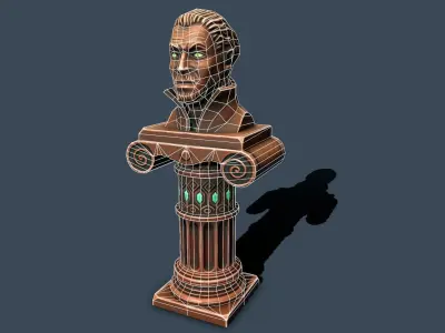 Pedestal bronze 2 Low-poly 3D model