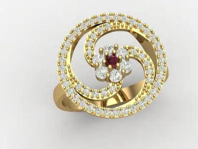 Diamond Triple Circle Ring 3D print model