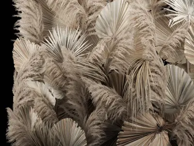 Wedding Decor Arch Wall Dried Flowers Pampas Grass 3D model