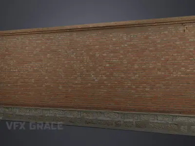 Red Brick Wall 003 3D model