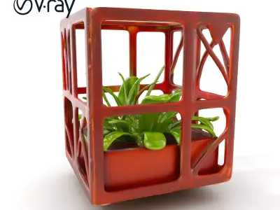 Geometric Metal Plant Holder Model Pack Low-poly 3D model
