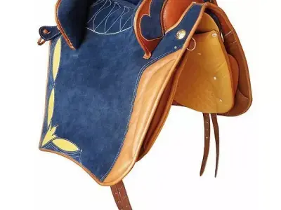 Vintage Inspired Western Saddle Blue Embroidered Elegance Low-poly 3D model