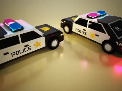 Voxel 3D police car model  3D model