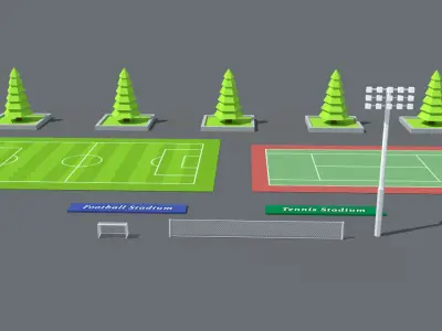 SimplePoly Stadium Kit Low-poly 3D model