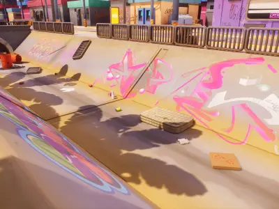 Stylized Cyberpunk City Props Low-poly 3D model