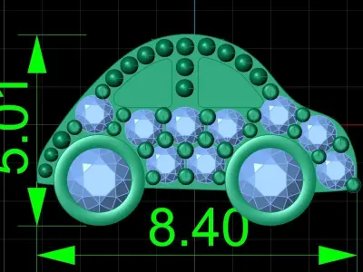 car brooch 1372 3D print model