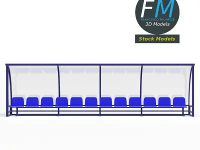 Soccer reserve bench 3D model