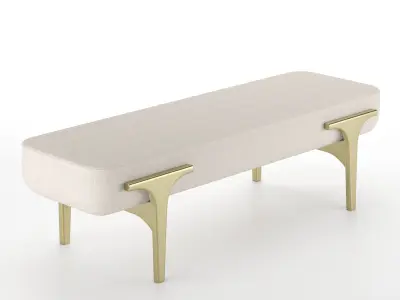 Upholstered Bench with Bronze-Patina Brass Details 3D model