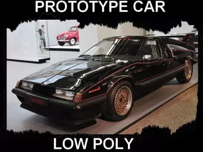 SKODA 110 FERAT - prototype sport car Low-poly 3D model