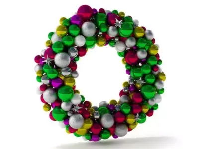 Multicolored Christmas Bulb Wreath 3D model