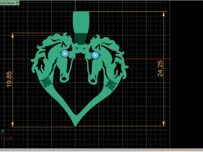 LUXURY HEART GOLDEN PENDANT 3D PRINTABLE MODEL 3D print model