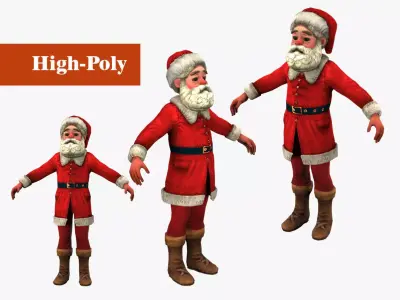 Santa Claus  rig  high-poly  textured  3D model