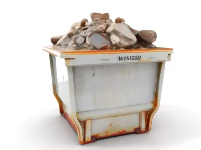 Industrial Dumpster with Debris Model Pack for Environment De... Low-poly 3D model