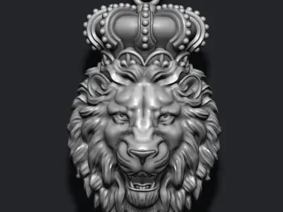 Lion pendant with crown new 001 3D print model