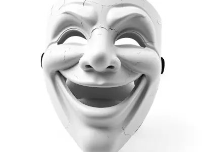 Cracked Laughing Mask 3D Model Low-poly 3D model