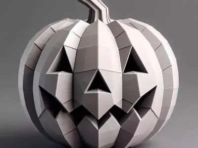 Low Poly Monochrome Jack-oLantern Halloween pumpkin 3D print model