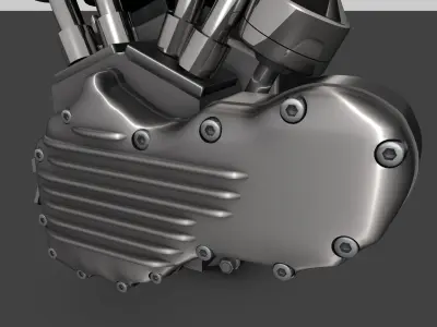 Panhead Harley Motorcycle Engine 3D model