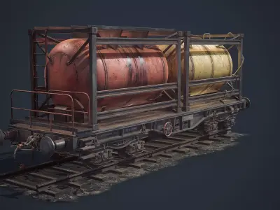 Railway Oil Tank Low-poly 3D model
