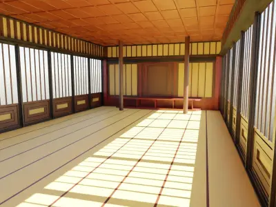Dojo Hall Low-poly 3D model