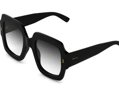 Square-frame sunglasses Gucci PBR Realistic 3D model