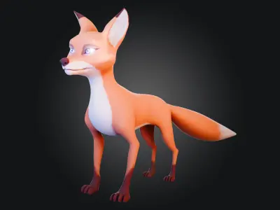 Cartoon Fox for blender Rigged Low-poly 3D model