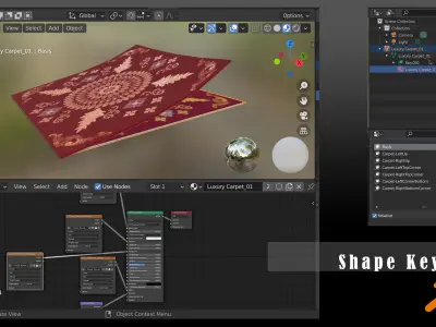 Luxury Carpet - 01 with Shape Key Low-poly 3D model