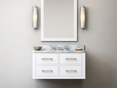 Hutton single floating vanity white  3D model