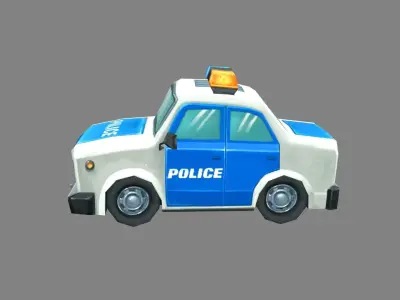 Cartoon police car Low-poly 3D model