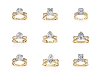 Diamond Style Gold Ring  3DM  STL Jewelry Design Files 3D print model