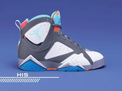 Air Jordan7-retro sneakers 3d model 3D model