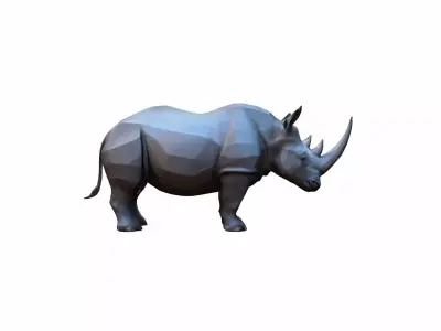 3d Render Lone Rhino In The Savanah 3D model
