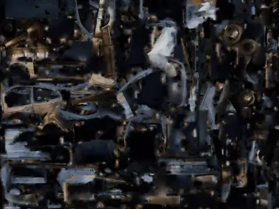 Burned Out Sedan 3D Model Urban Wreckage Prop Low-poly 3D model