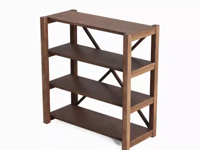 Wide Pottery Shelf 04 Low-poly 3D model