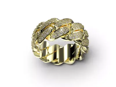 Cuban Link Ring With Stones - Size 13 3D print model