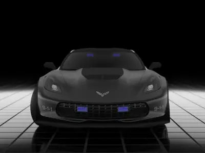 Police Corvette C7 3d Model Low-poly 3D model