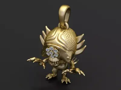 gold creature pendant 3D printable model  3D print model