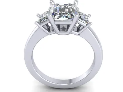 Three Stone Diamond Ring 3D print model