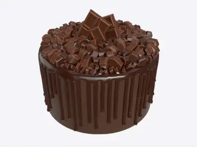 Chocolate Cake Decorated with Chocolate Pieces 3D model