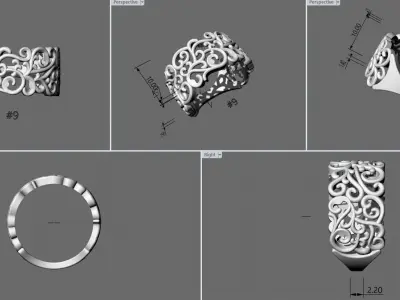 jewelry tree branch vine diamond ring 3d model 3D print model