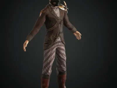  Steampunk rigged character Low-poly 3D model