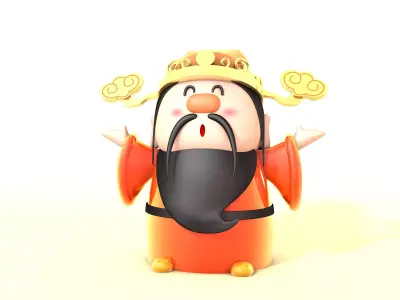 Chinese God of Wealth Cartoon 3D model