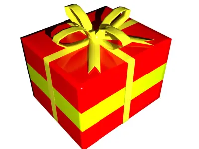 3D Gift Box Red with Yellow Ribbon Festive Present Decoration Low-poly 3D model