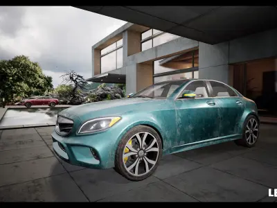 Sedan Car Vehicles Set Driveable Animated Realistic Set of 4 Low-poly 3D model