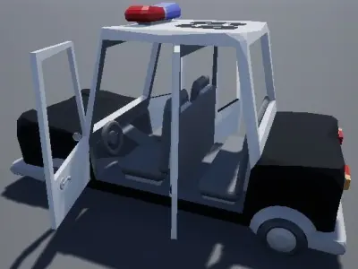 Cartoony Stylized Police Car Low Poly Low-poly 3D model